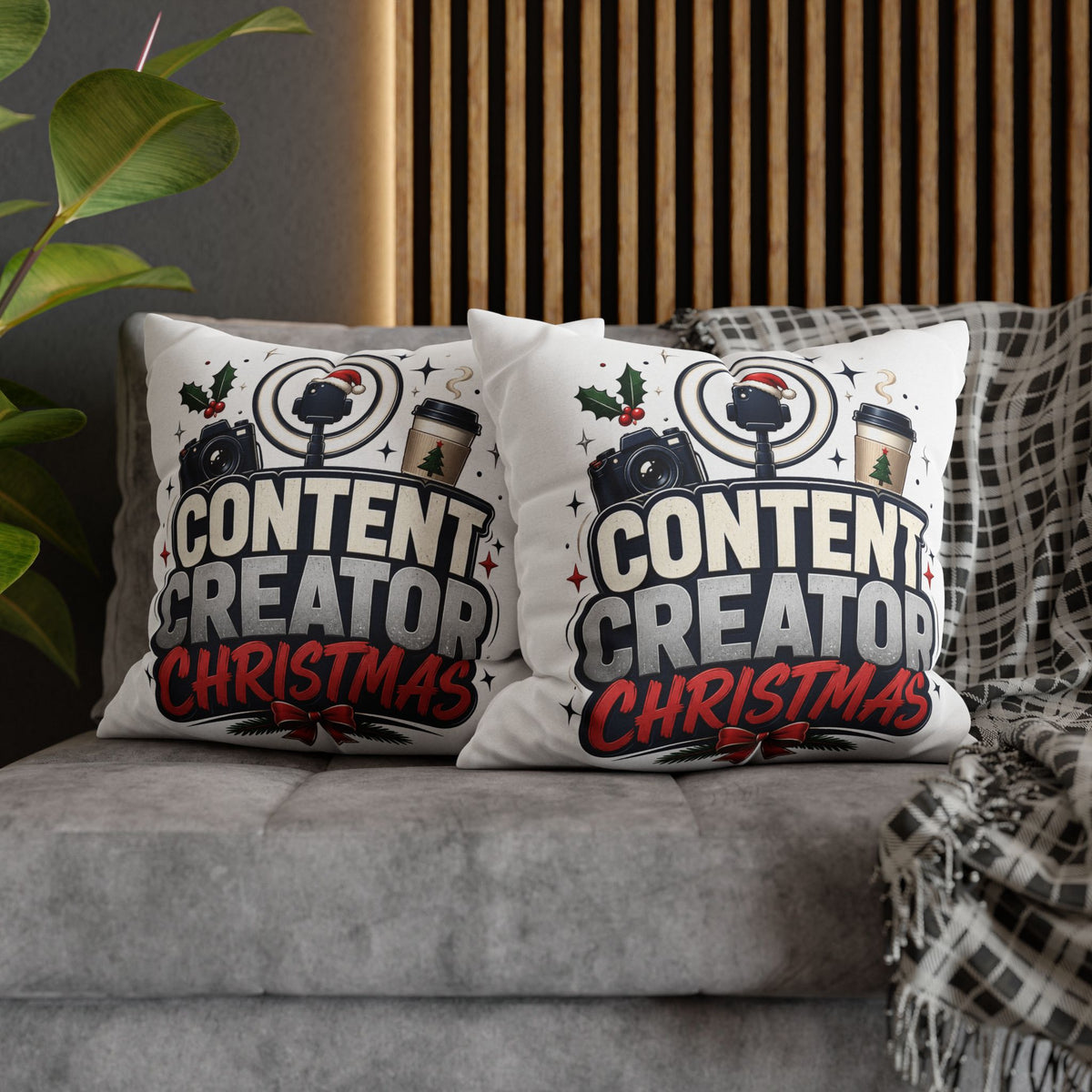 Content Creator Christmas Pillowcase Modern Day Christmas  — Holiday Social Media Creator Gift