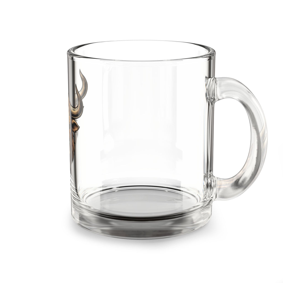Taurus Zodiac Glass Mug Bull Head Glass Mug — 10oz Rustic Bison Coffee Cup, Gift for Ranchers & Animal Lovers