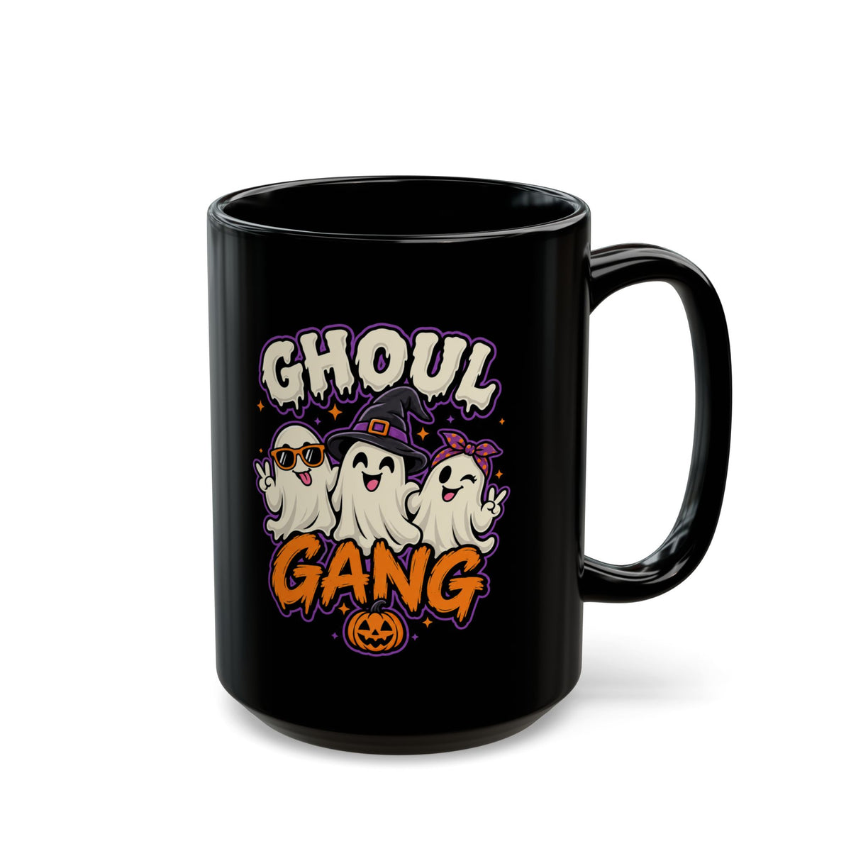 Ghoul Gang Halloween Mug — Cute Ghosts Graphic Coffee Cup (11oz & 15oz)