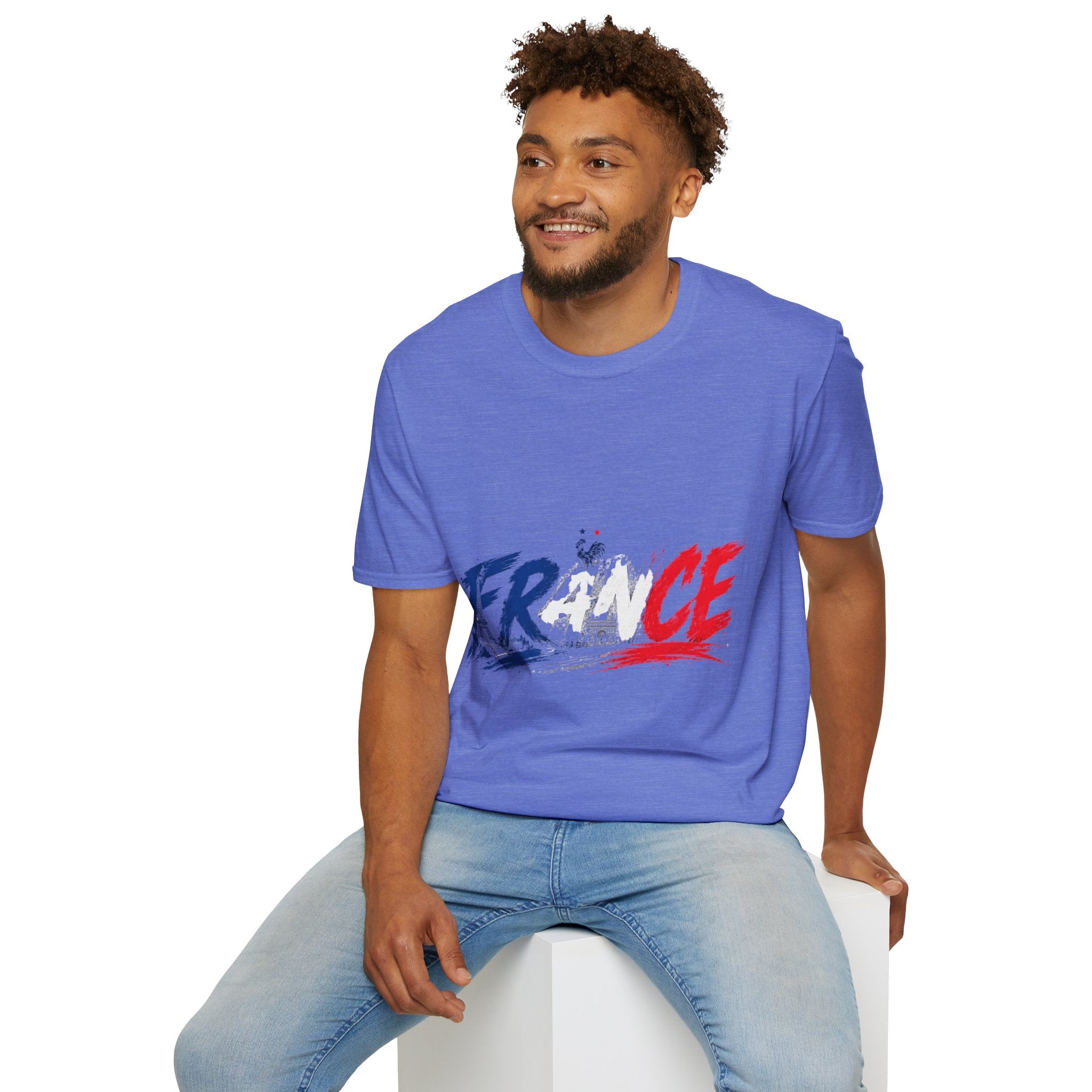 France Brushstroke Graphic T-Shirt — Tricolor Soccer/Travel Fan Tee