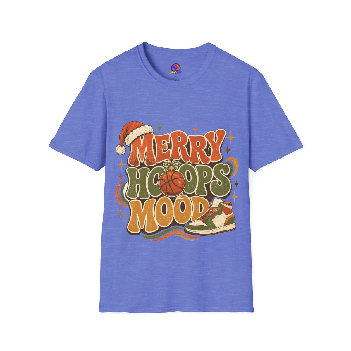 Merry Hoops Mood T-Shirt — Retro Holiday Basketball Christmas Tee