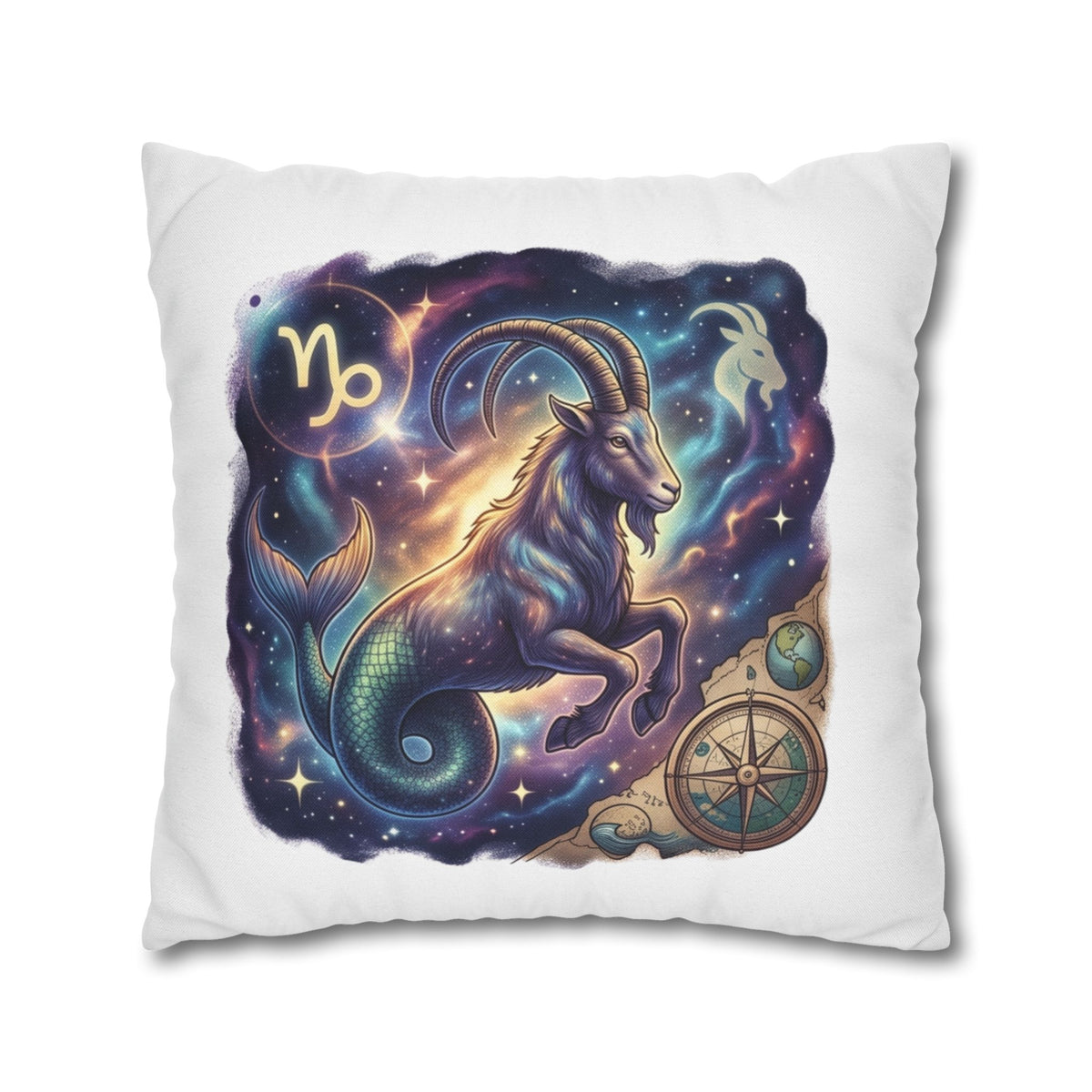 Capricorn Zodiac Throw Pillowcase — Mystical Goat Constellation Home Decor