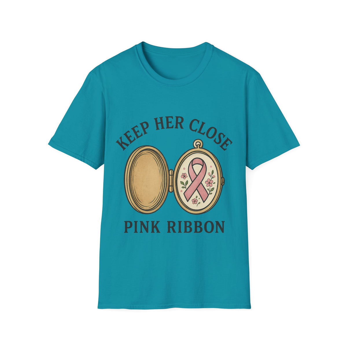 Keep Her Close Pink Ribbon Vintage Locket Graphic Tee - Trending Now - September 2026