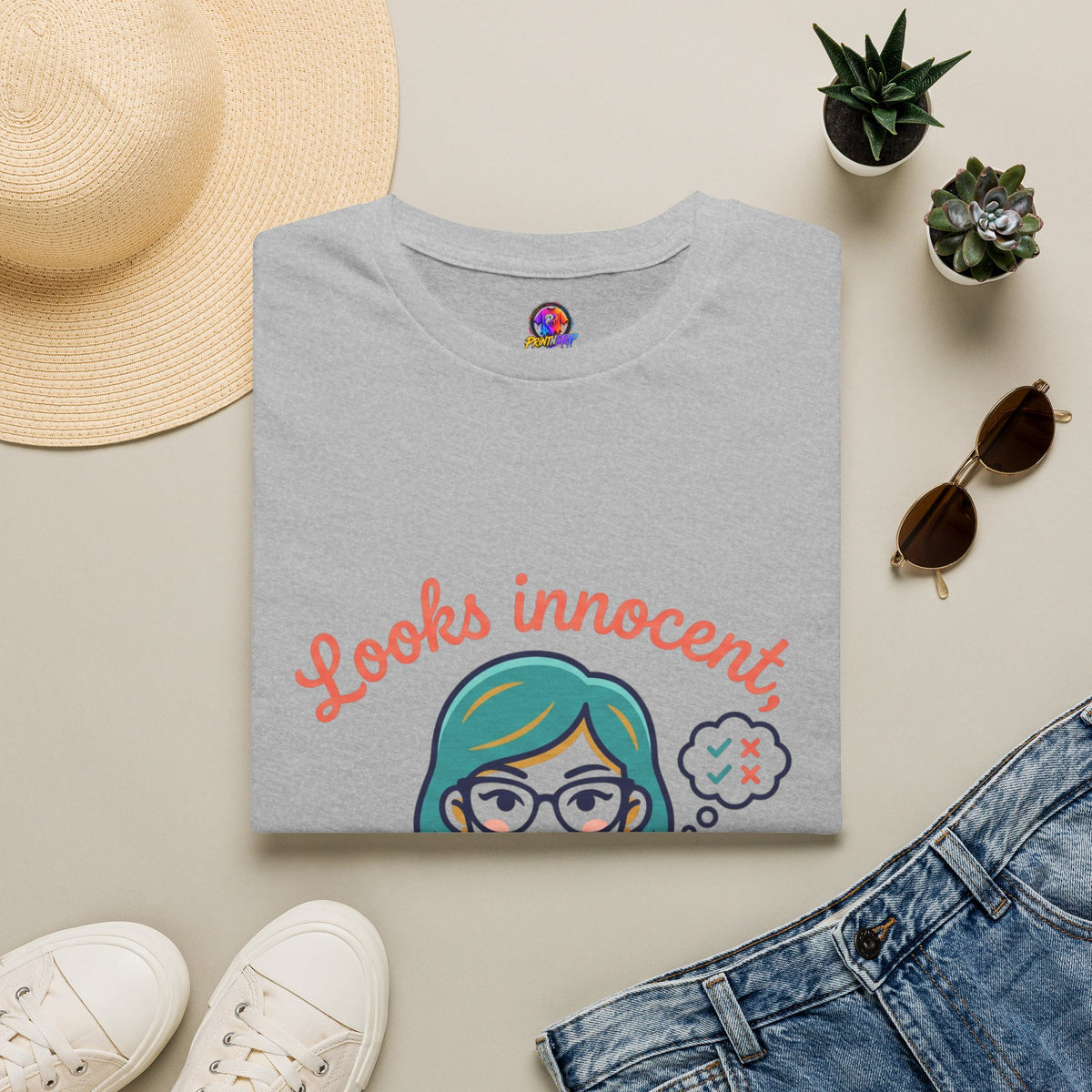 Looks Innocent Virgo T-Shirt — Funny Zodiac Graphic Tee for Virgo Women