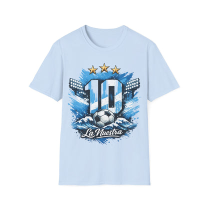 Argentina Soccer Fan T-Shirt — 'La Nuestra' #10 Jersey Design