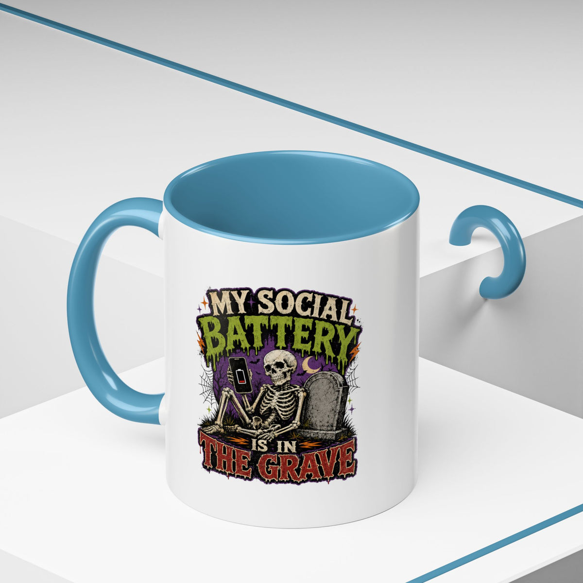 Halloween  My Social Battery Accent Coffee Mug