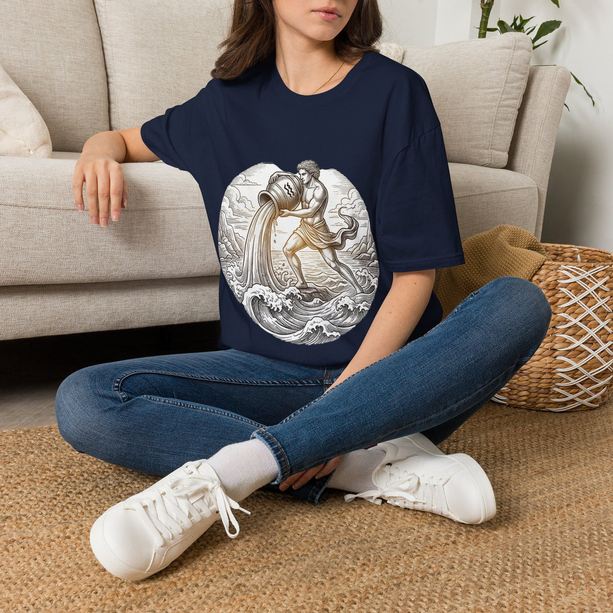Aquarius Zodiac T-Shirt — Vintage Water Bearer Astrology Tee