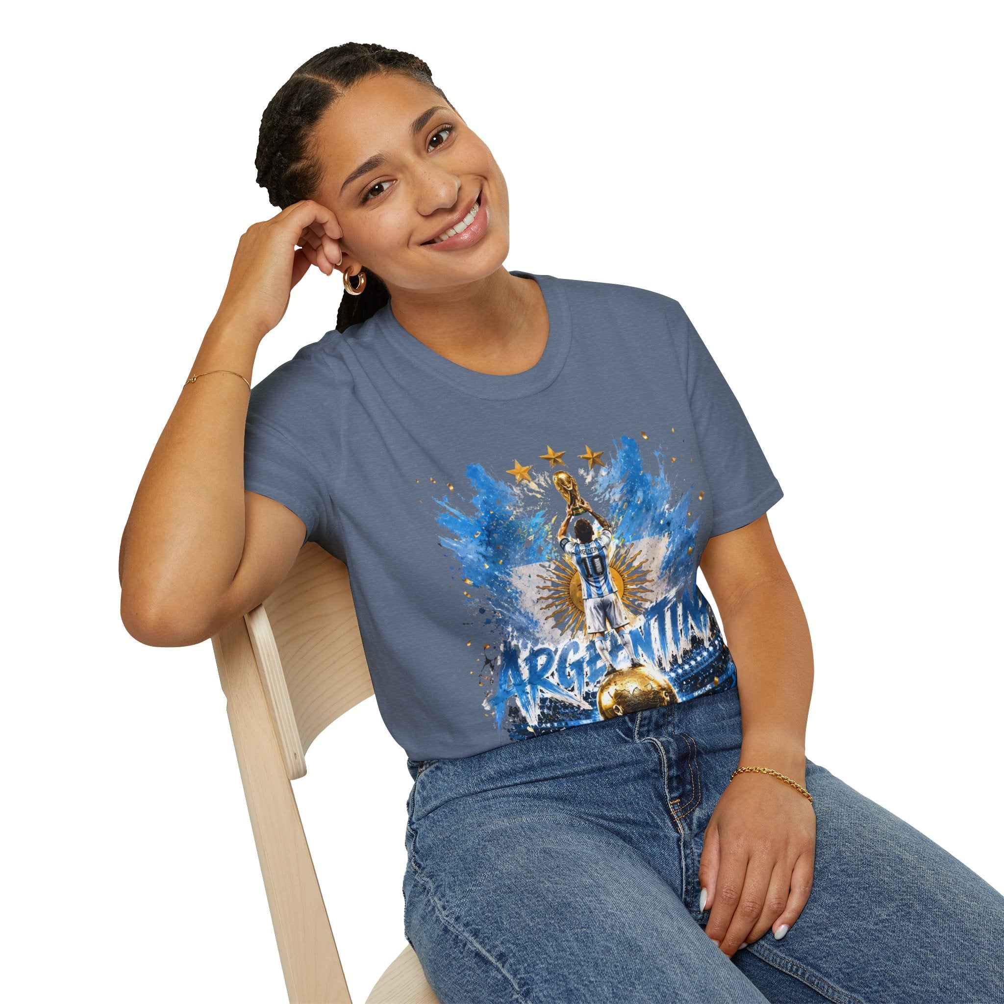 Argentina World Champions T‑Shirt — Soccer World Cup 3 Stars Tribute