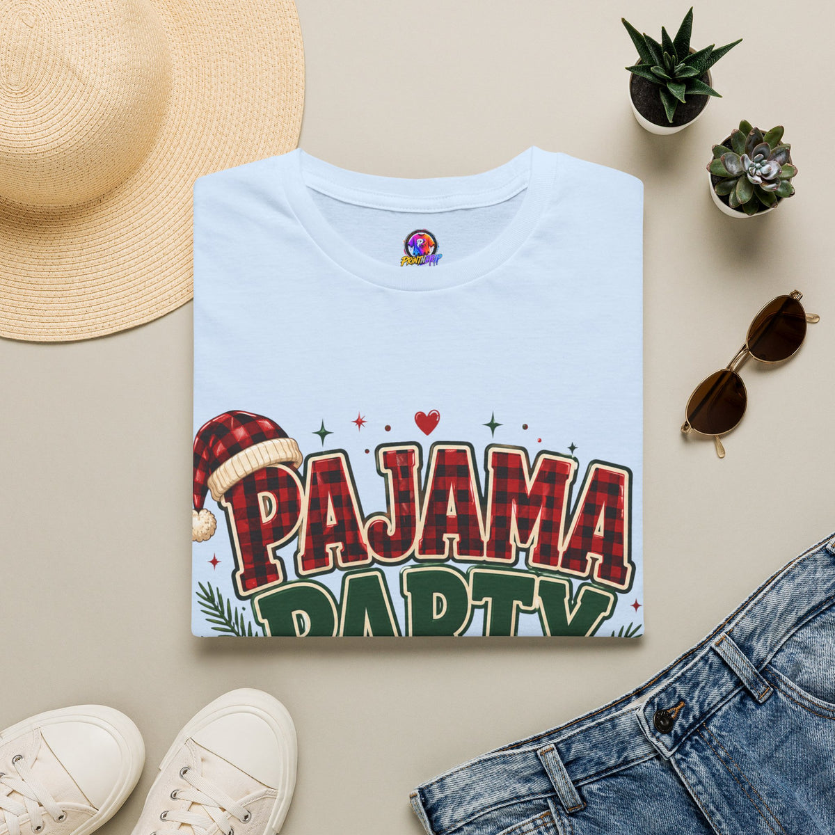 Pajama Party Crew T‑Shirt — Festive Christmas Lounge Tee