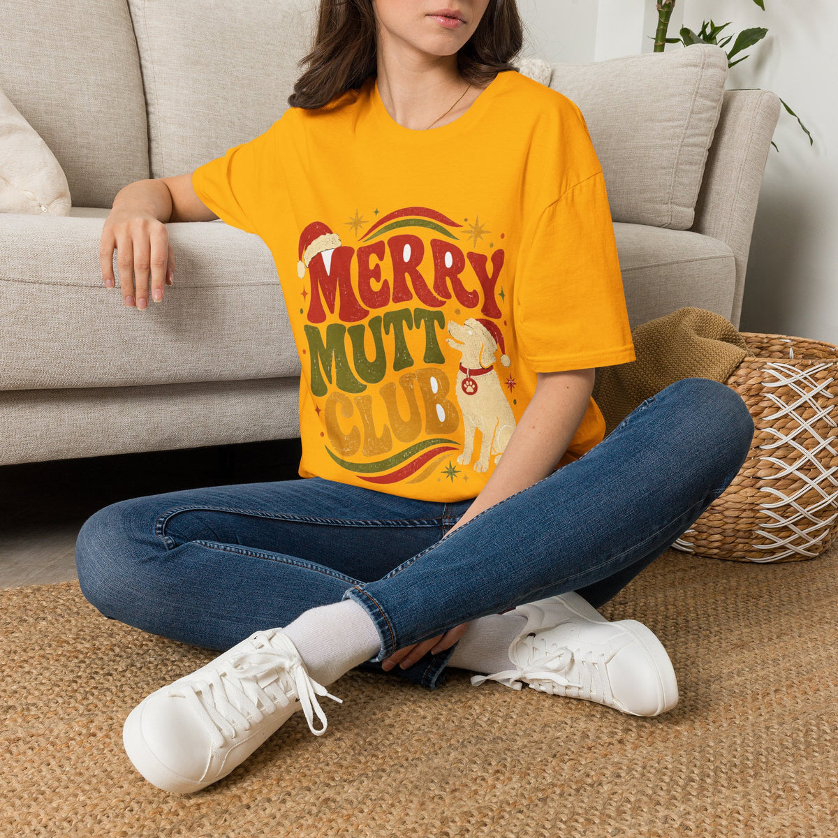 Merry Mutt Club T-Shirt — Retro Christmas Dog Lover Tee