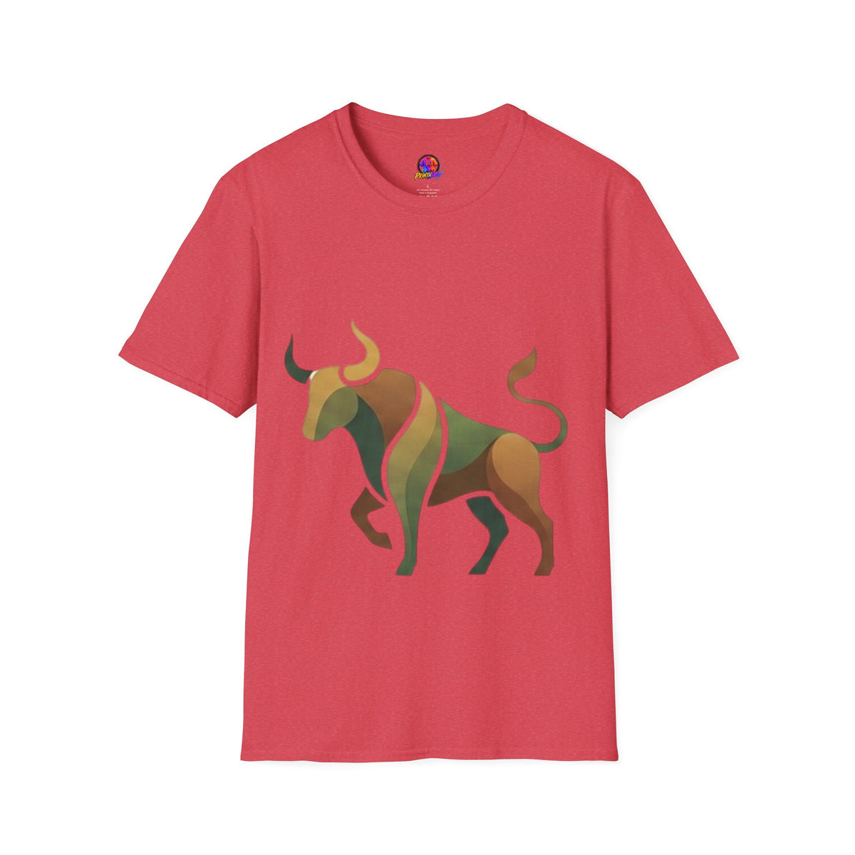 Bull Graphic T-Shirt — Earth Tone Geometric Taurus Design