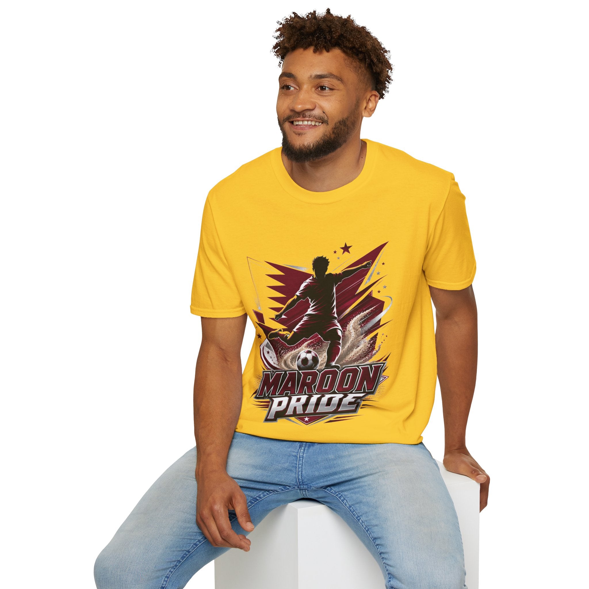 Qatar Maroon Pride Soccer T-Shirt — Silhouette Player Graphic Tee