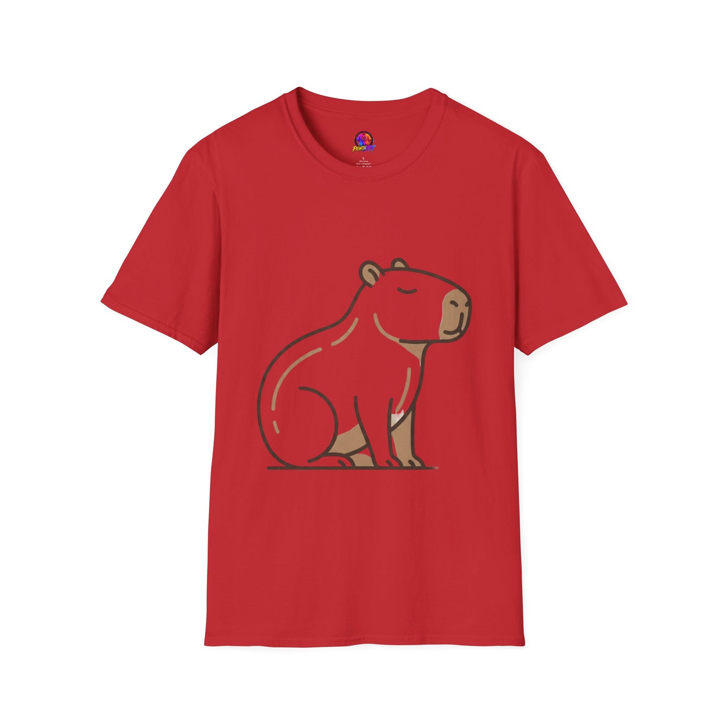 Cute Relaxed Capybara T-Shirt — Minimal Cartoon Capybara Graphic Tee