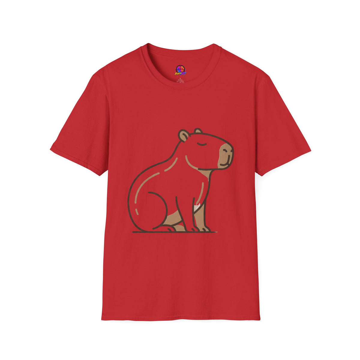 Cute Relaxed Capybara T-Shirt — Minimal Cartoon Capybara Graphic Tee