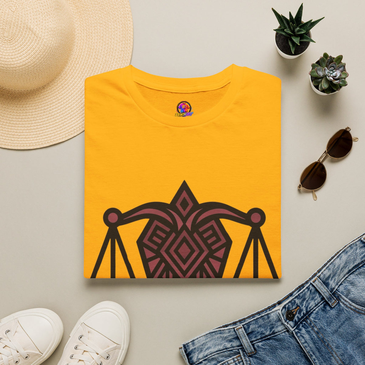 Libra Scales Graphic T‑Shirt — Tribal Zodiac Balance Design