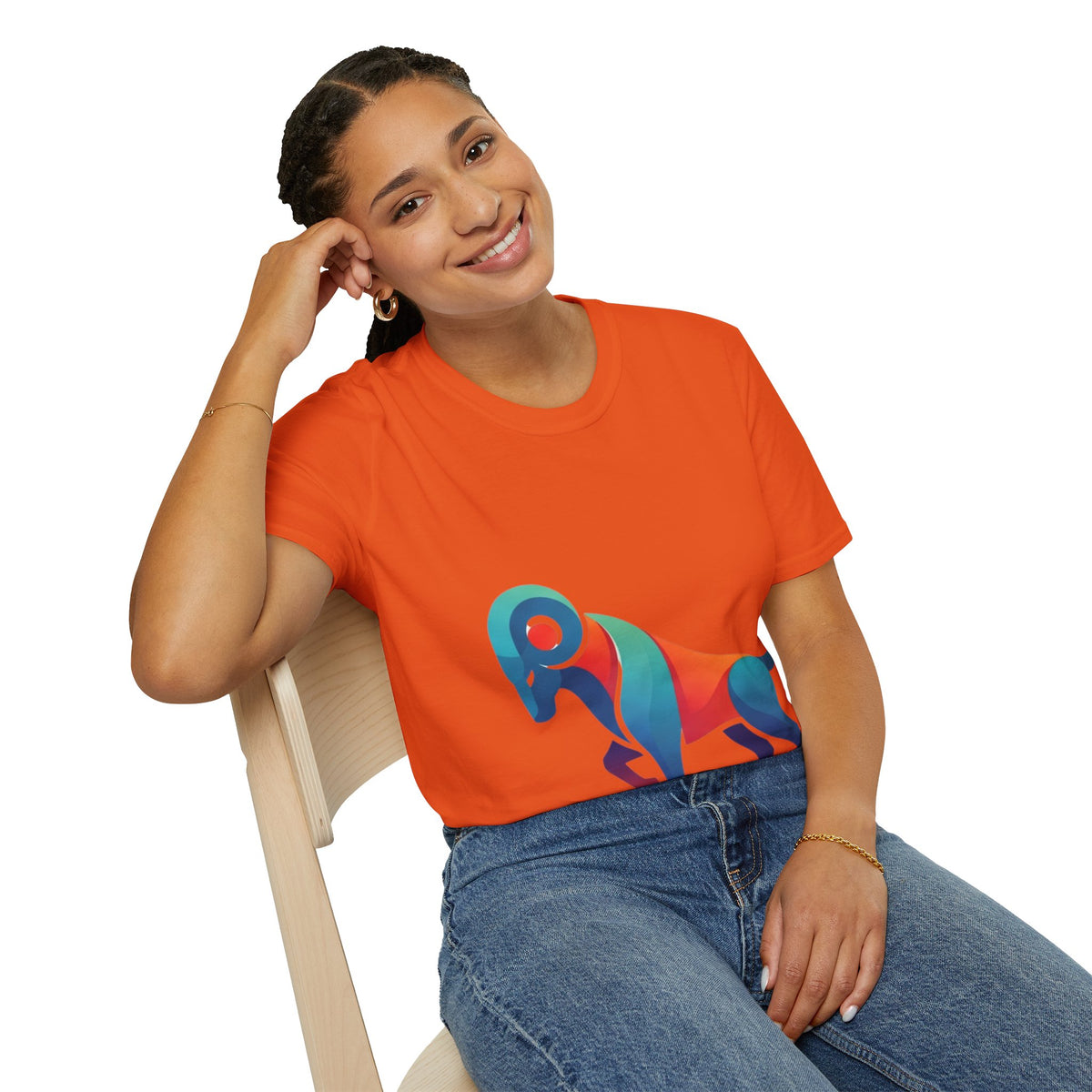 Ram Graphic T-Shirt — Colorful Geometric Sheep/Goat Art