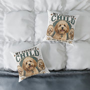 Milo Bailey Dog Dad Mom Square Pillow — "My Favorite Child" Dog Face Throw Pillow (Funny Pet Mom Gift)