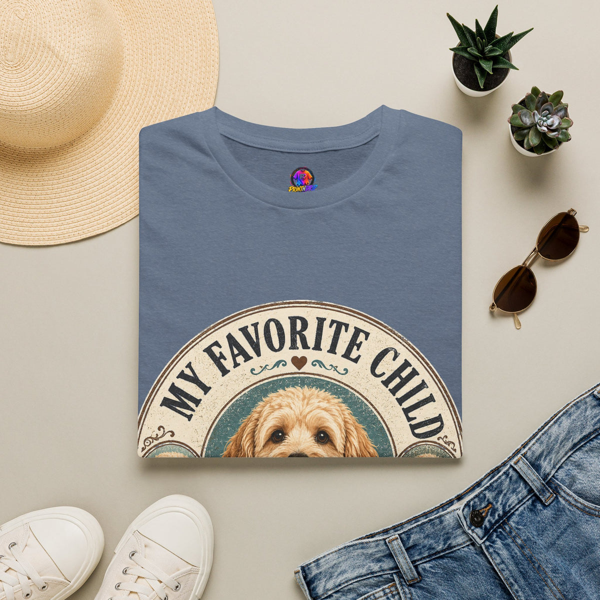 Dog Mom T-Shirt — "My Favorite Child" Cute Goldendoodle Graphic Tee