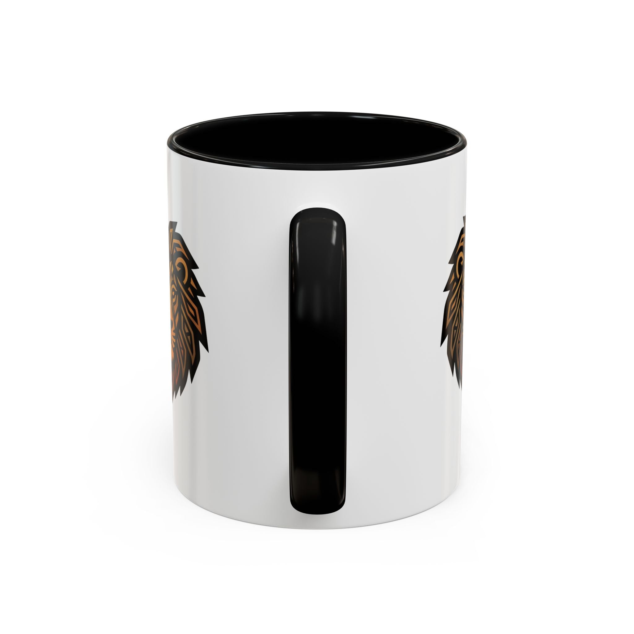 Lion Head Accent Coffee Mug — Bold Geometric Mane Design