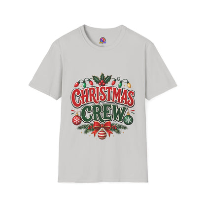 Christmas Crew T-Shirt — Festive Holiday Graphic Tee with Lights & Holly