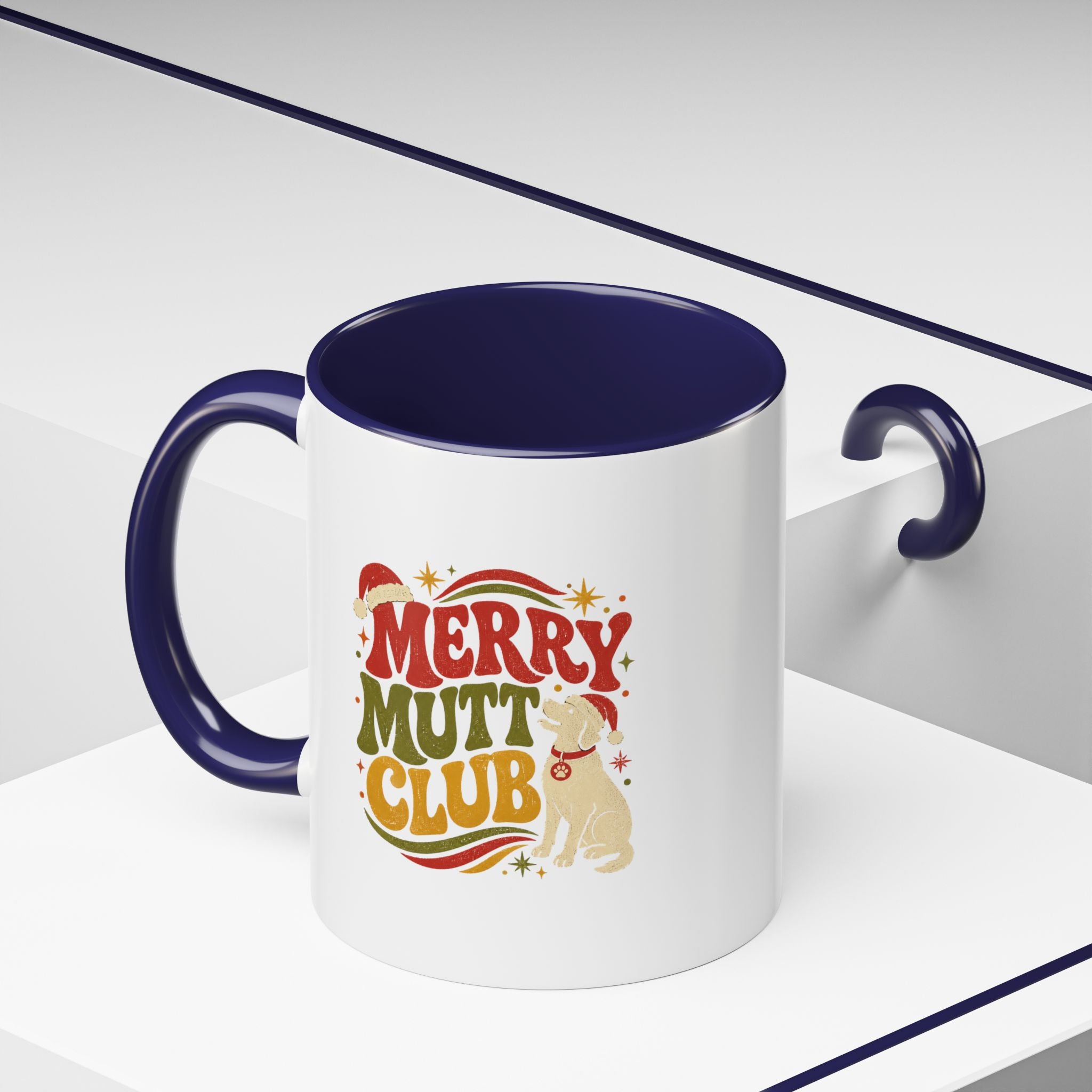 Modern Day Christmas Merry Mutt Club Accent Coffee Mug — Festive Dog Lover Holiday Gift