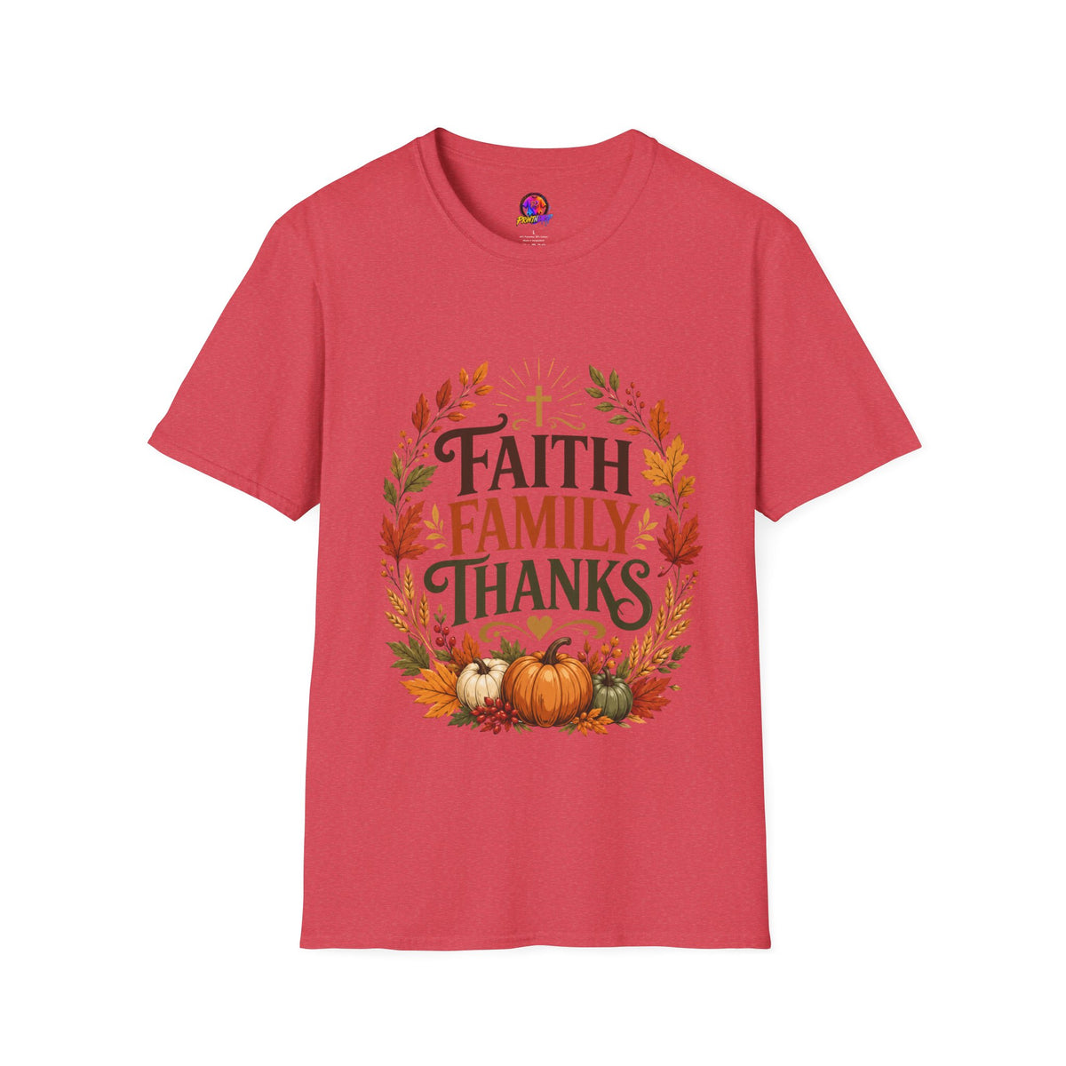 Thanksgiving T-Shirt Faith Family Thanks T-Shirt — Fall Pumpkin Thanksgiving Christian Tee