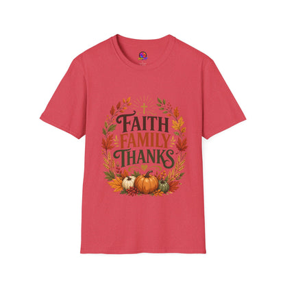 Faith Family Thanks T-Shirt — Fall Pumpkin Thanksgiving Christian Tee