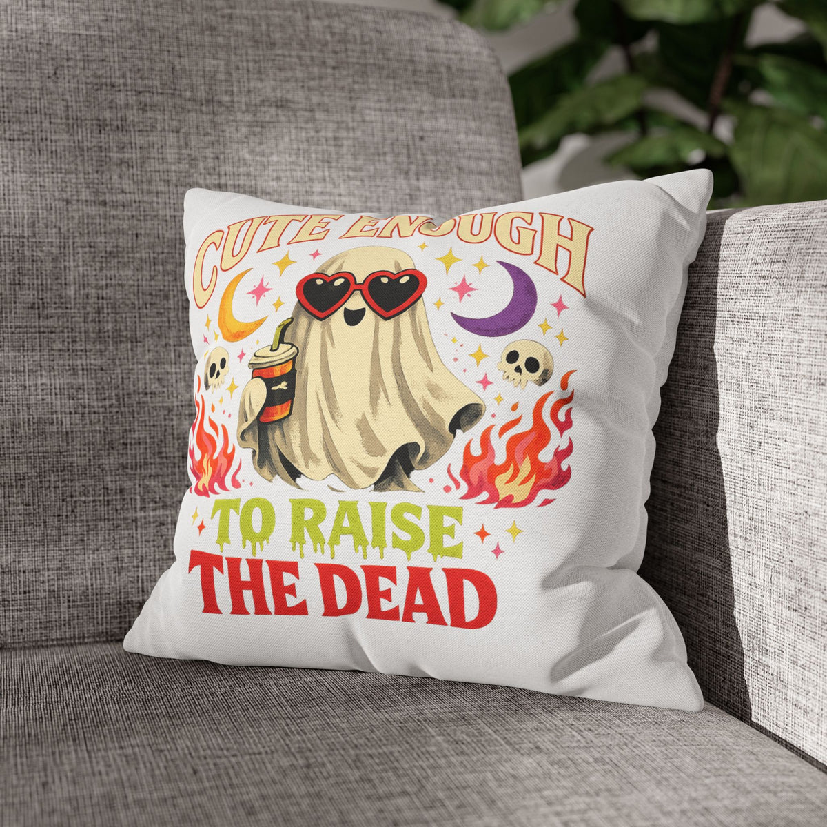 Halloween Cute Enough to Raise the Dead Ghost Pillowcase — Halloween Decorative Throw Pillow Cover