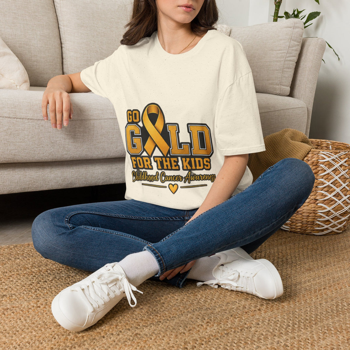 Go Gold For The Kids T-Shirt — Childhood Cancer Awareness Ribbon Tee
