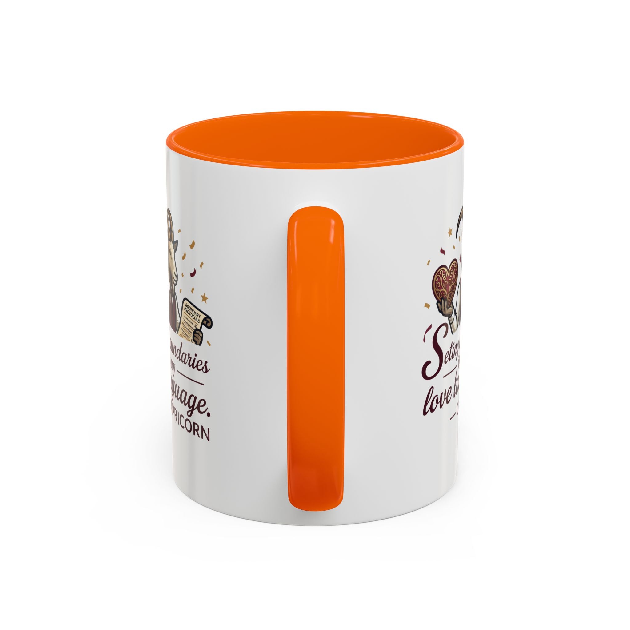 Capricorn Zodiac Coffee Mug — "Setting Boundaries Is My Love Language" Accent Mug