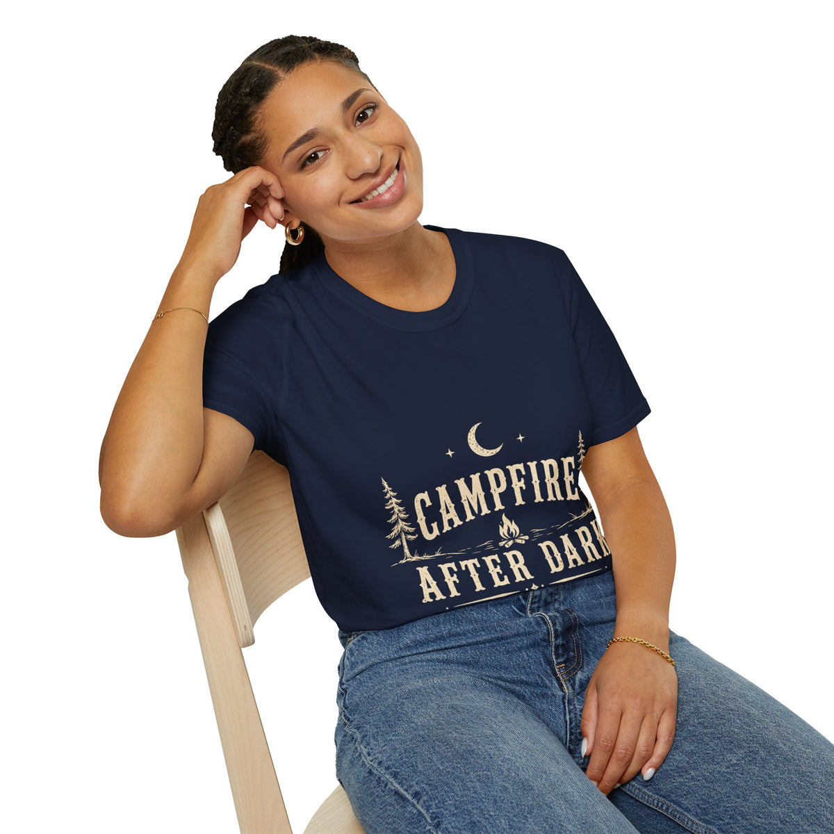 Campfire After Dark T-Shirt — Moonlit Camping Graphic Tee