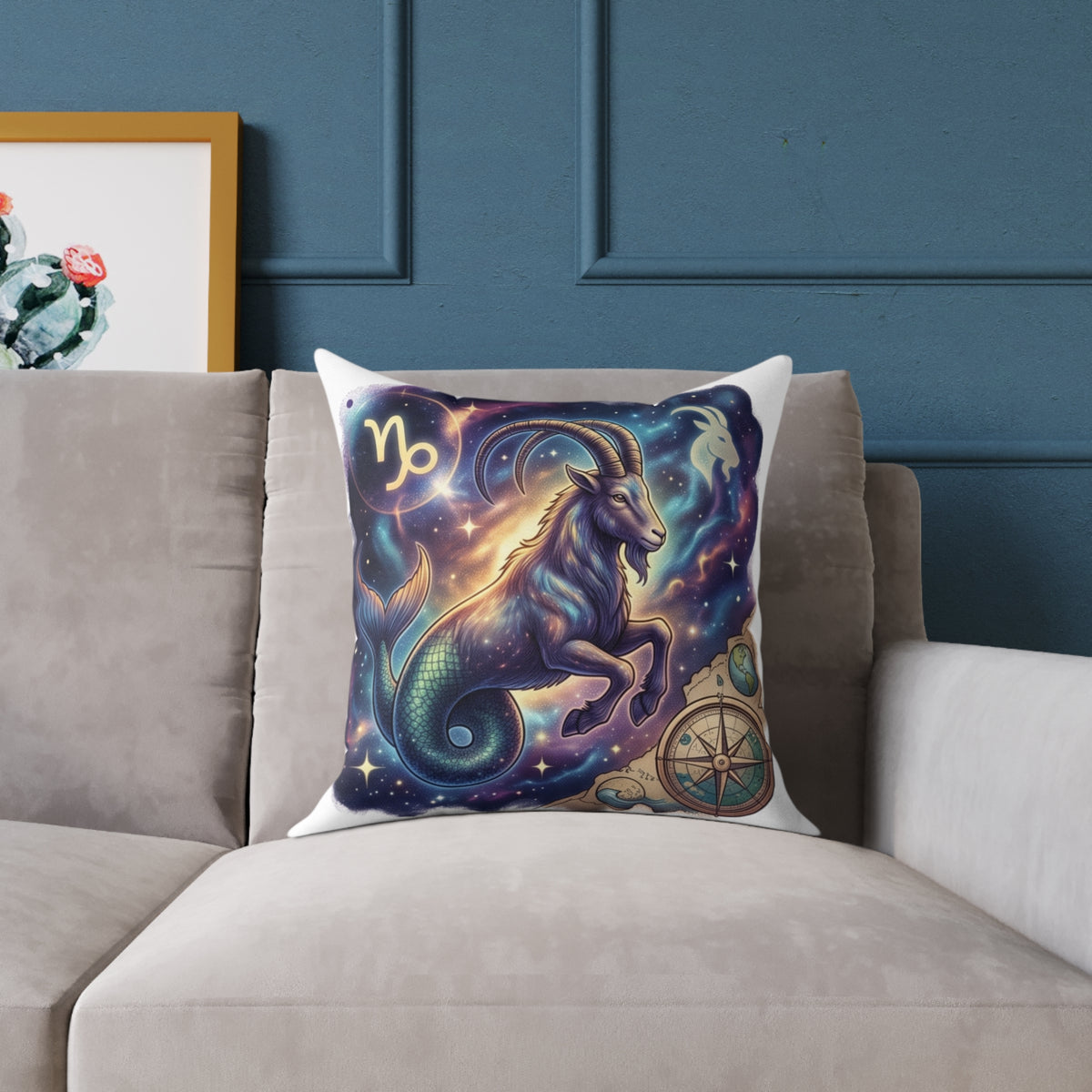 Capricorn Zodiac Pillow – Mystical Sea-Goat Constellation Decorative Throw Pillow