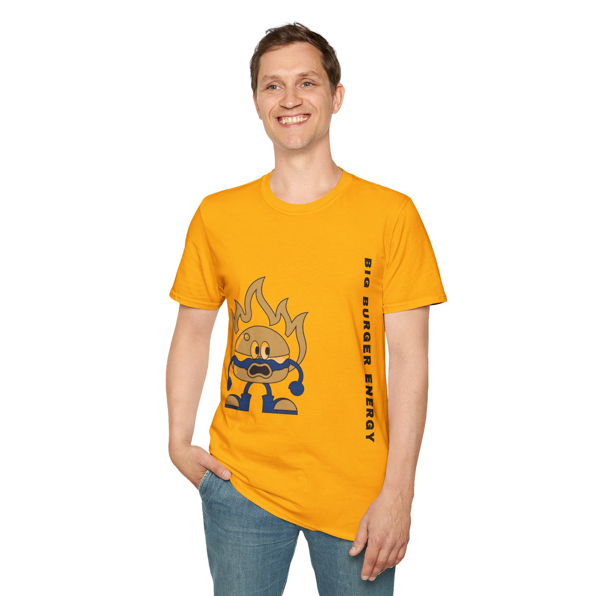 Burger Mascot T‑Shirt — ‘Big Burger’ Flame Character Graphic Tee - Trending Now - September 2026