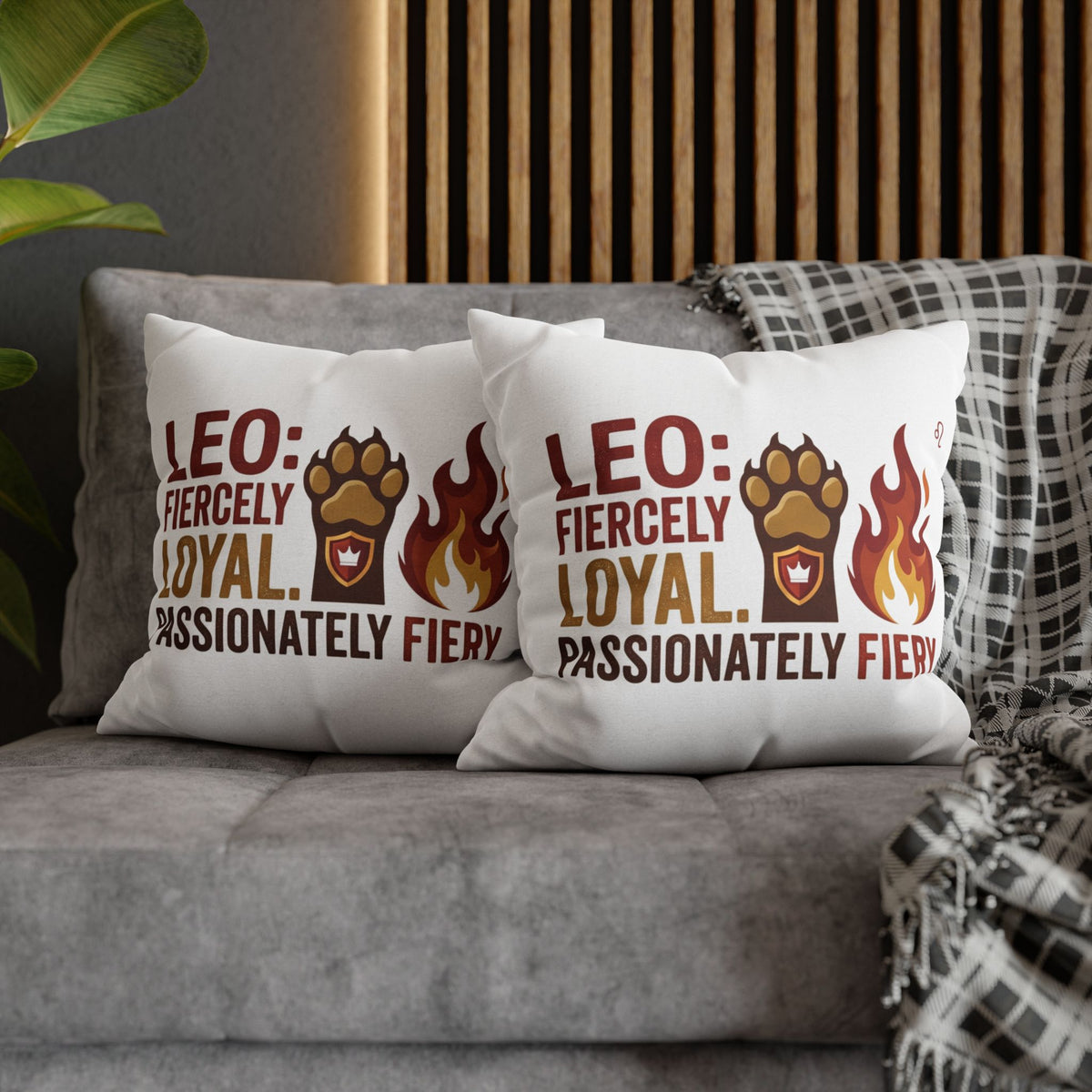 Leo Zodiac Fiercely Loyal Spun Polyester Square Pillowcase
