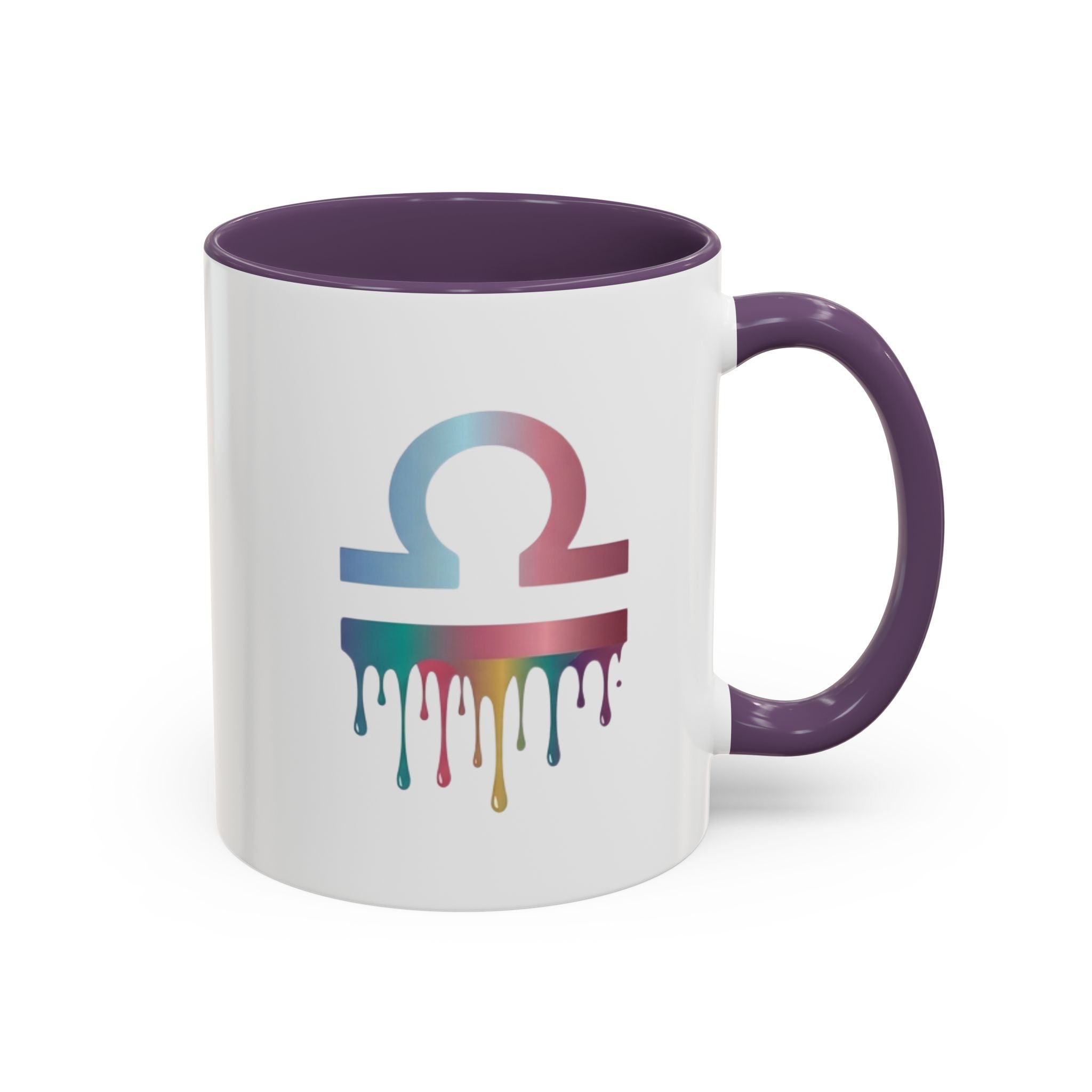 Libra Drip Accent Coffee Mug — Zodiac Symbol Rainbow Design