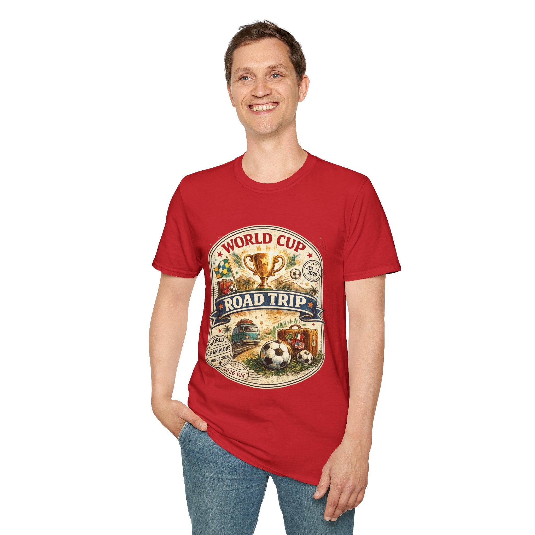 World Cup Road Trip T-Shirt — Vintage Soccer Trophy Design