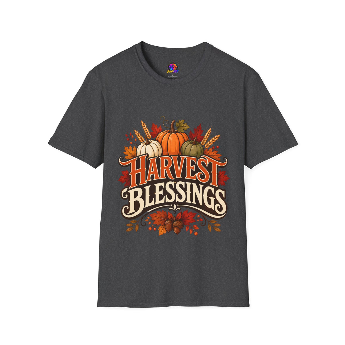 Thanksgiving T-Shirt Harvest Blessings T-Shirt — Fall Pumpkin Harvest Graphic Tee for Thanksgiving