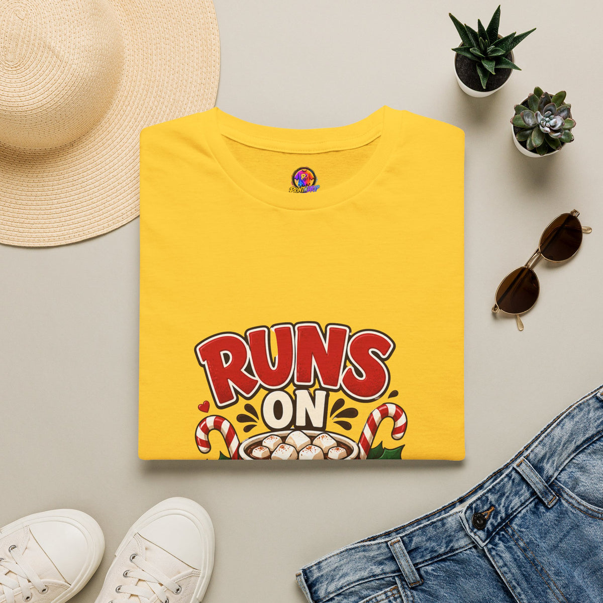 T-Shirt — Runs On Cocoa Holiday Graphic Tee