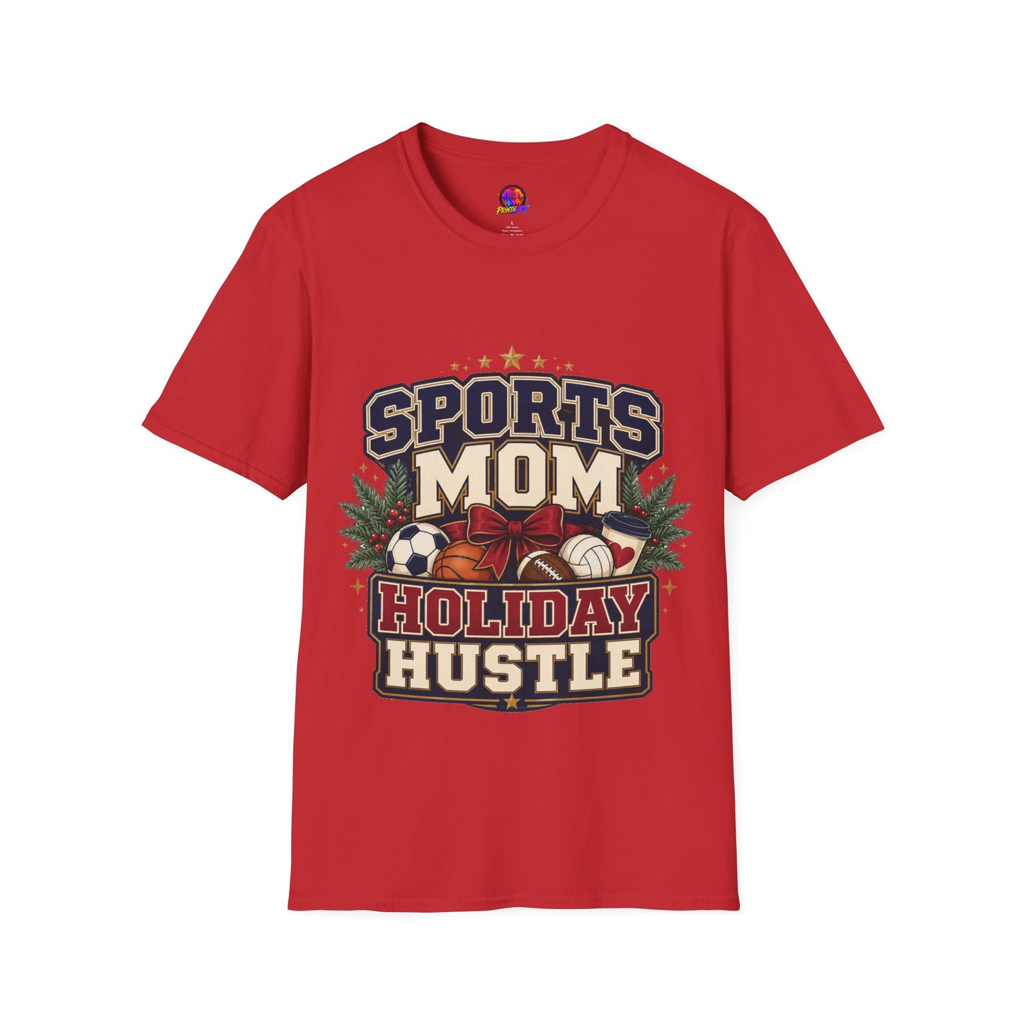 Sports Mom T‑Shirt — "Holiday Hustle" Athletic Mom Tee