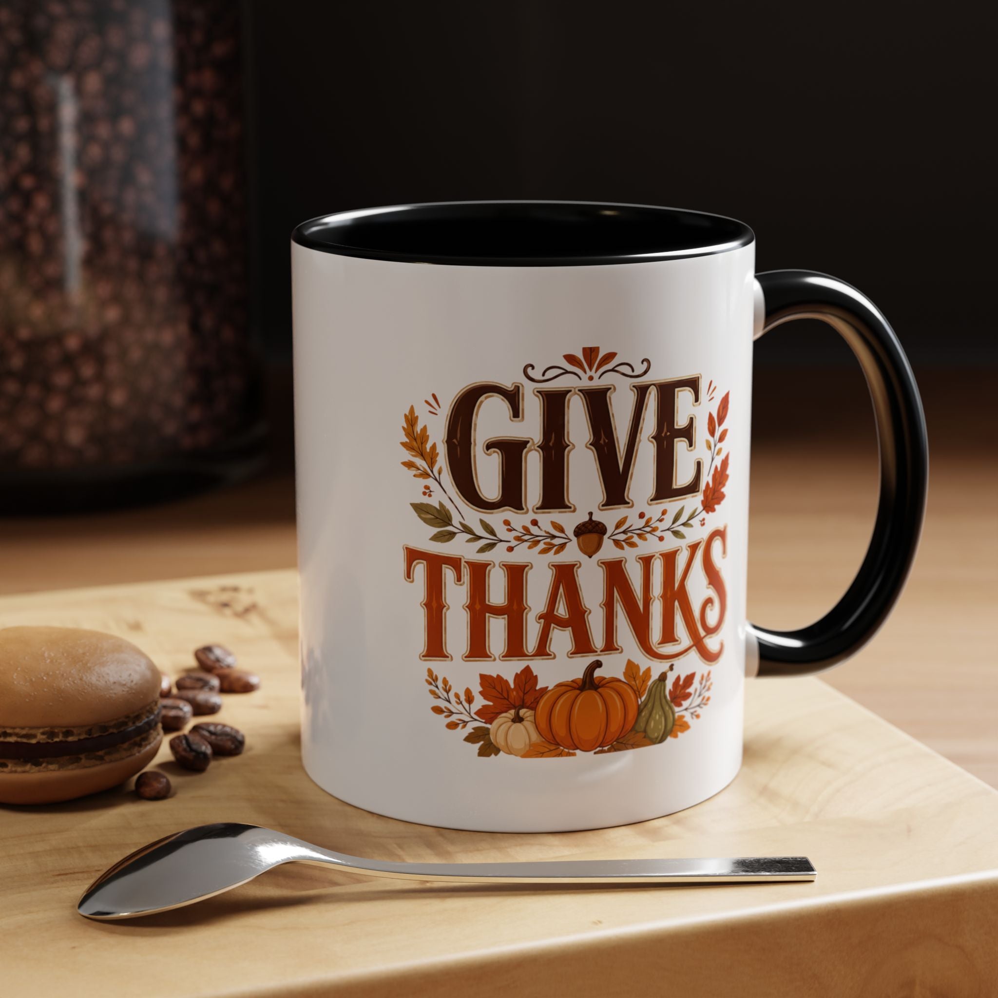 Thanksgiving Mug Give Thanks Coffee Mug — Thanksgiving Fall Accent Mug