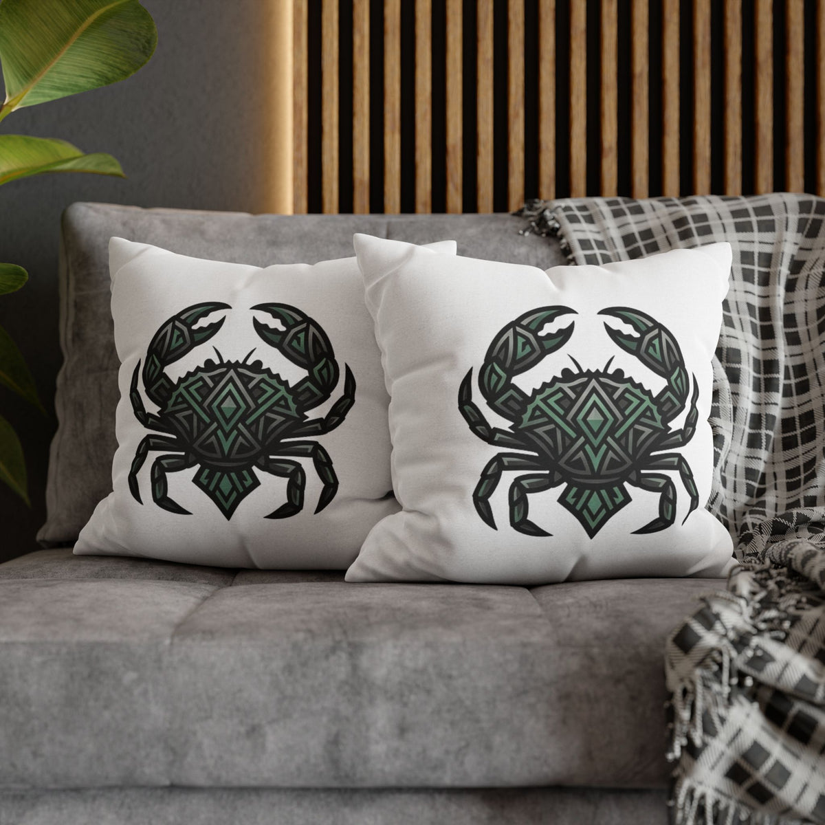 Cancer Zodiac Geometric Crab Throw Pillowcase — Coastal Zodiac Beach Decor