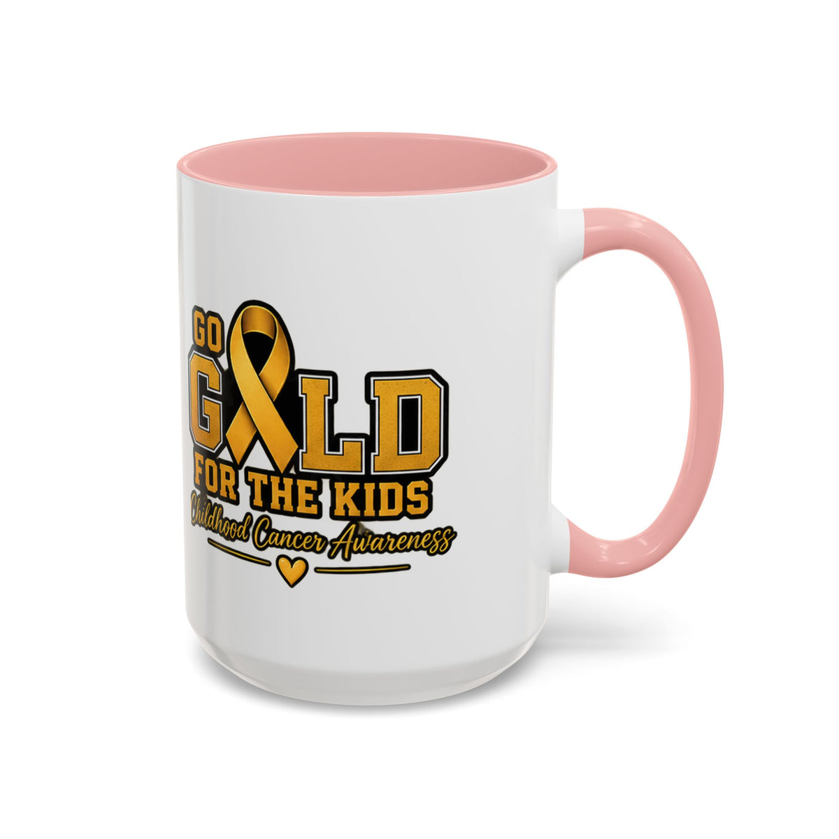 Gold For The Kids Coffee Mug — Childhood Cancer Awareness Accent Mug (11/15oz)