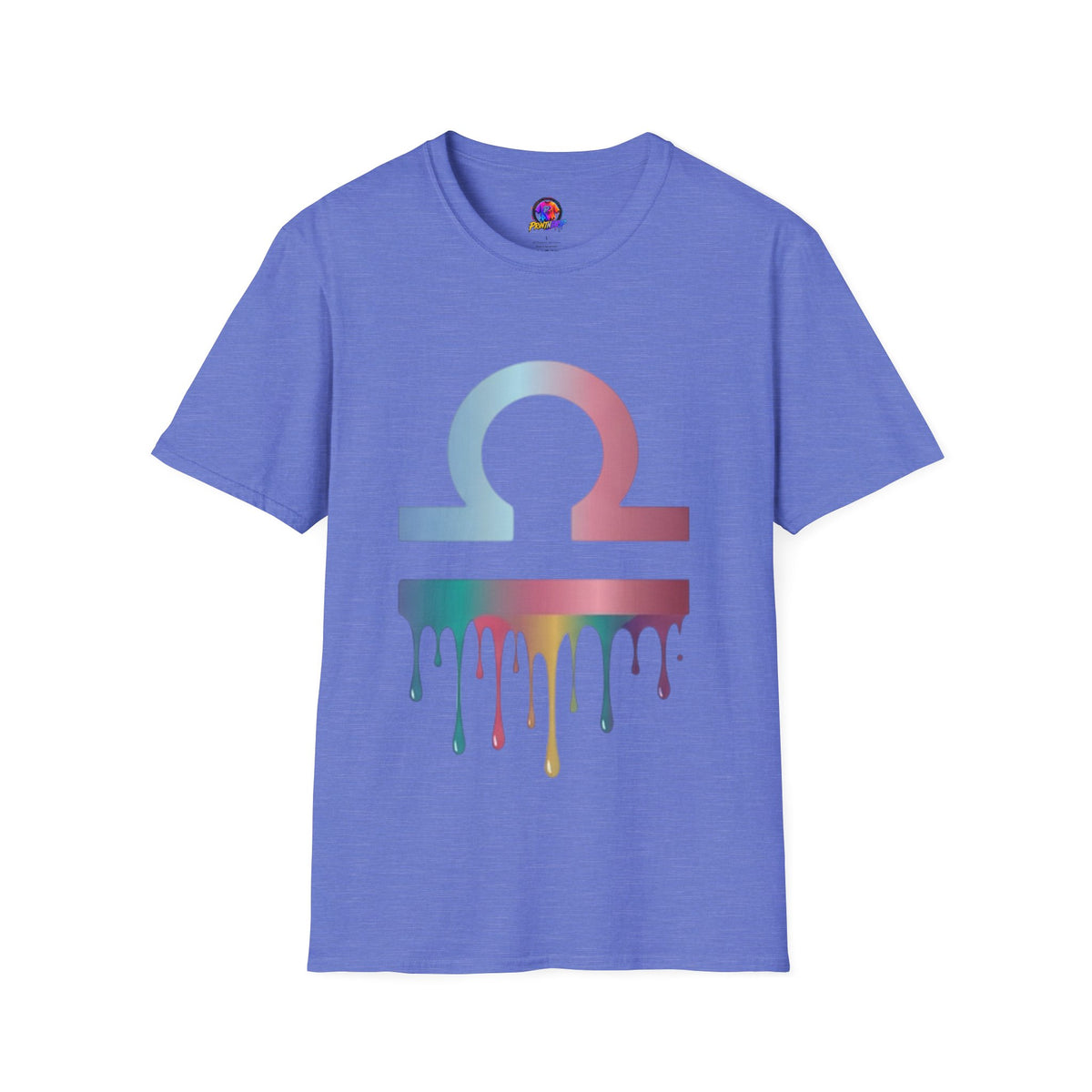 Omega Symbol T-Shirt — Pastel Gradient Drip Design