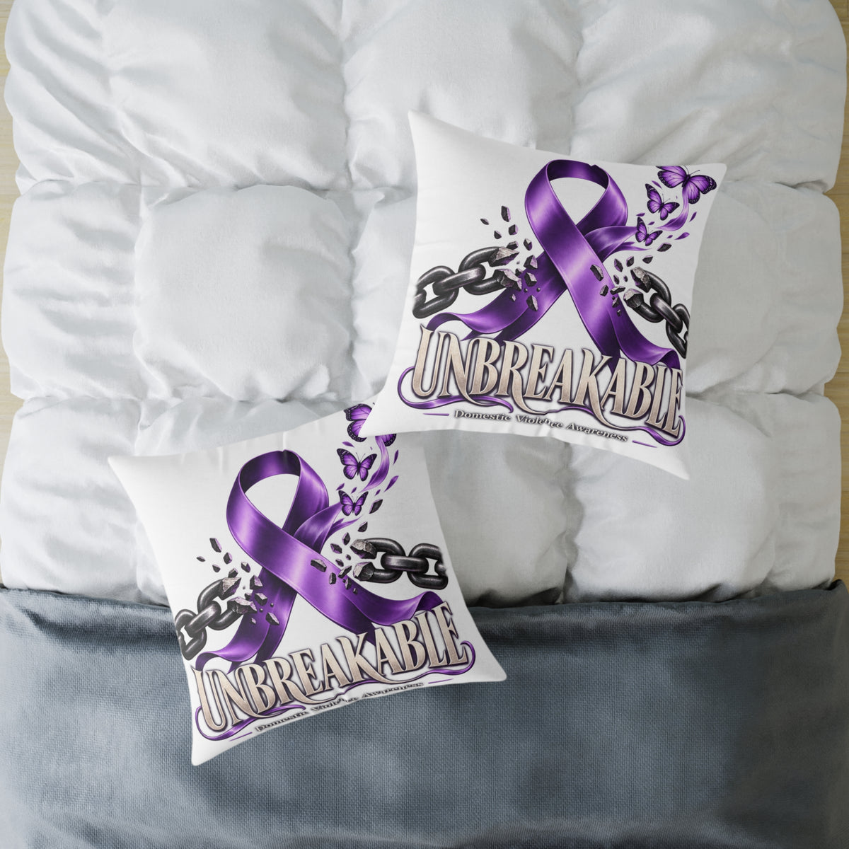 Domestic Violence Unbreakable Purple Ribbon Throw Pillow