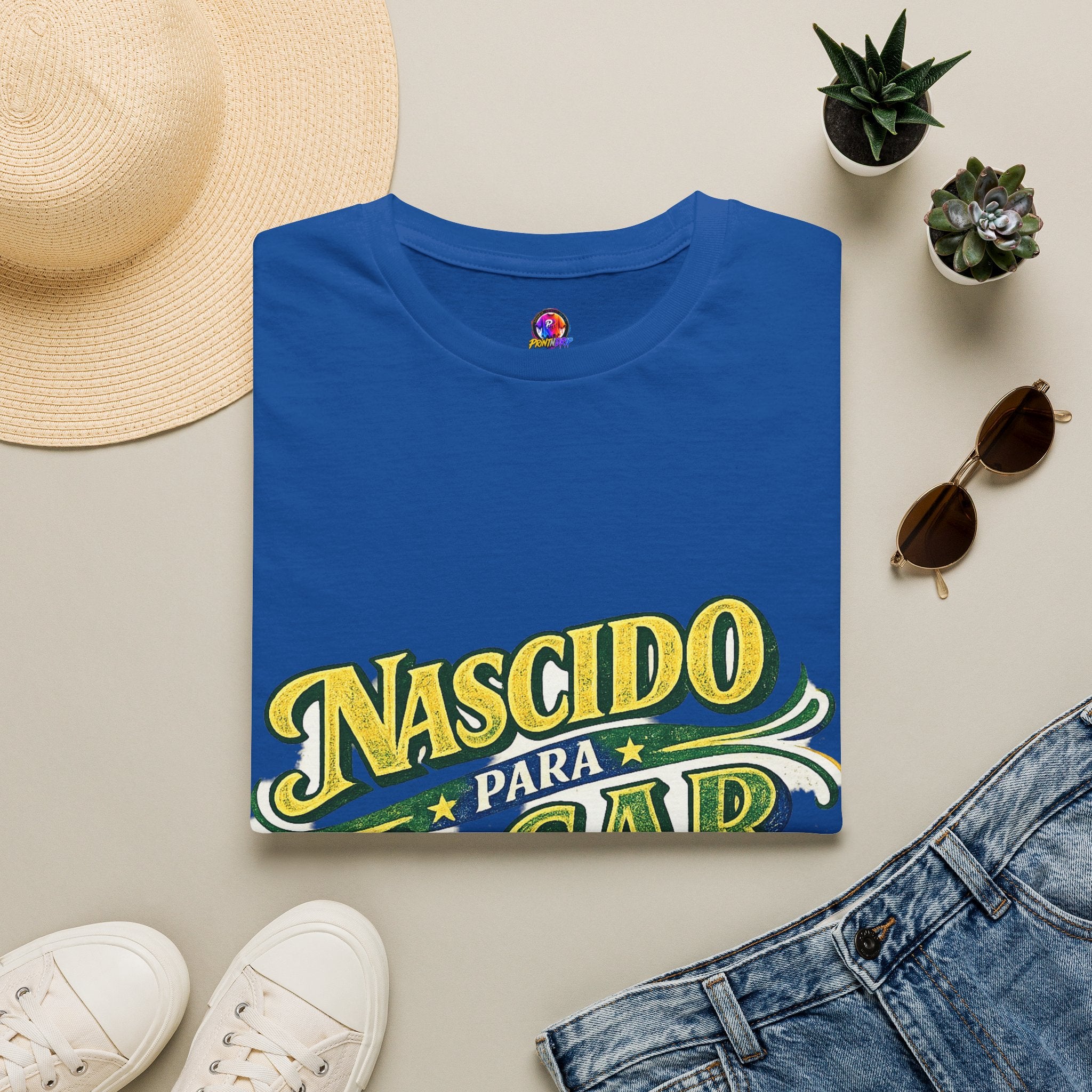 Brazil T‑Shirt — Nascido Para Jogar Vintage Brazilian Soccer Graphic Tee