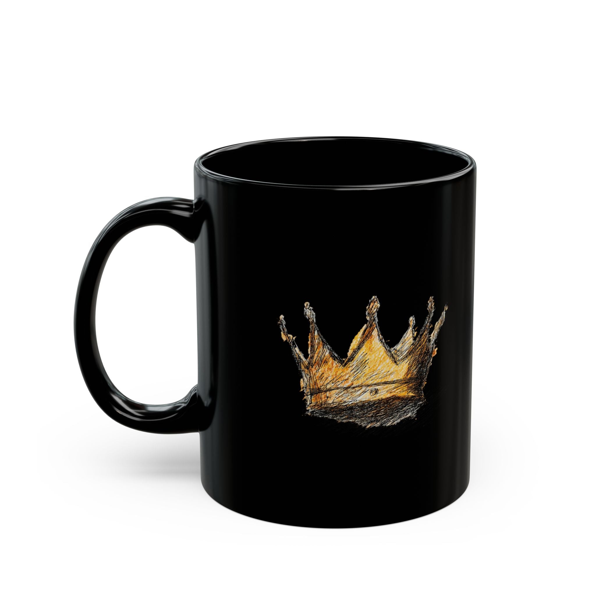 Gold Crown Black Coffee Mug – Regal Ceramic Tea Cup