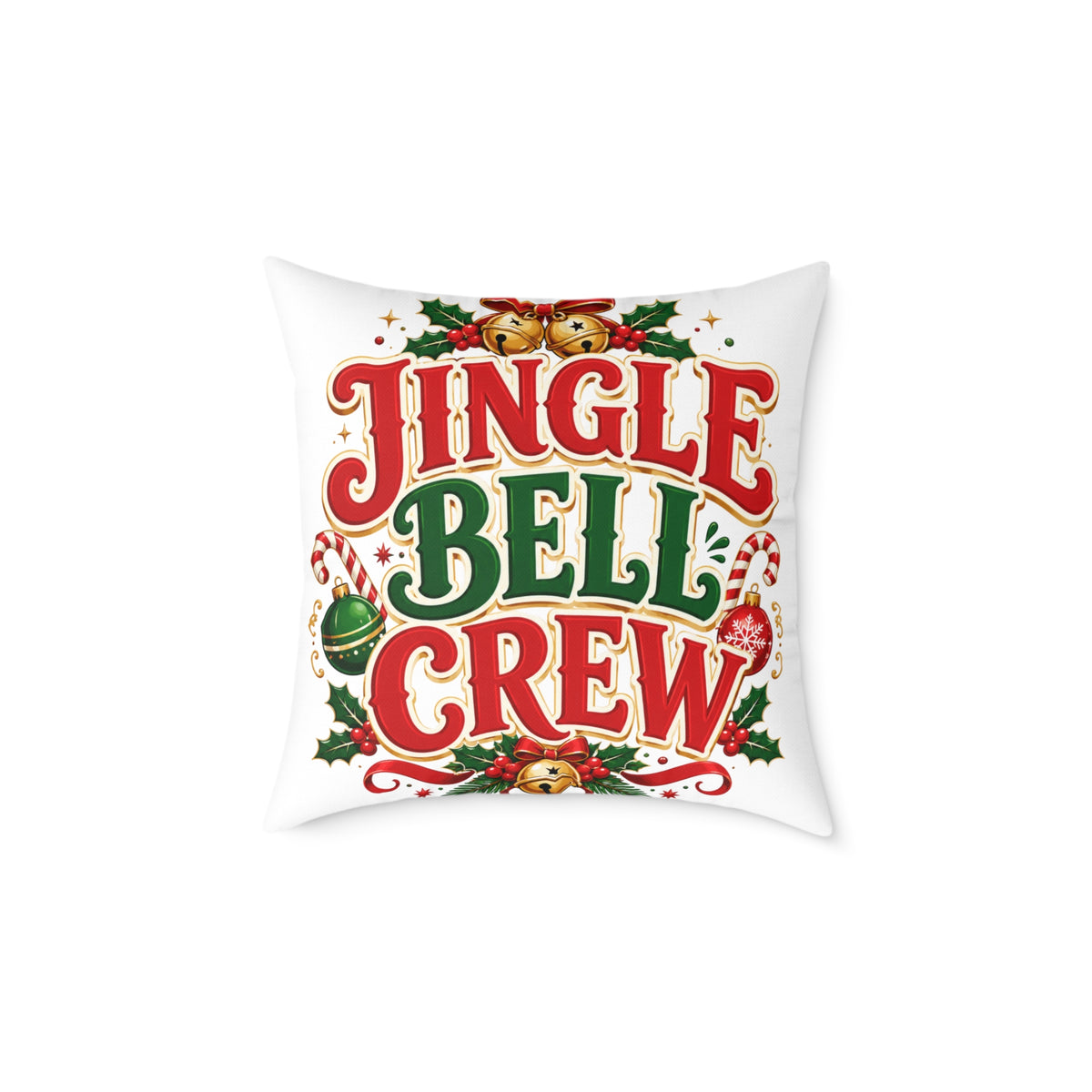 Christmas Jingle Bell Crew Holiday Pillow — Festive Christmas Decorative Throw Pillow