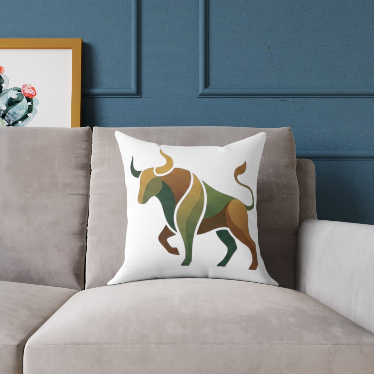 Zodiac Taurus Bull  Astrological Square Poly Canvas Pillow