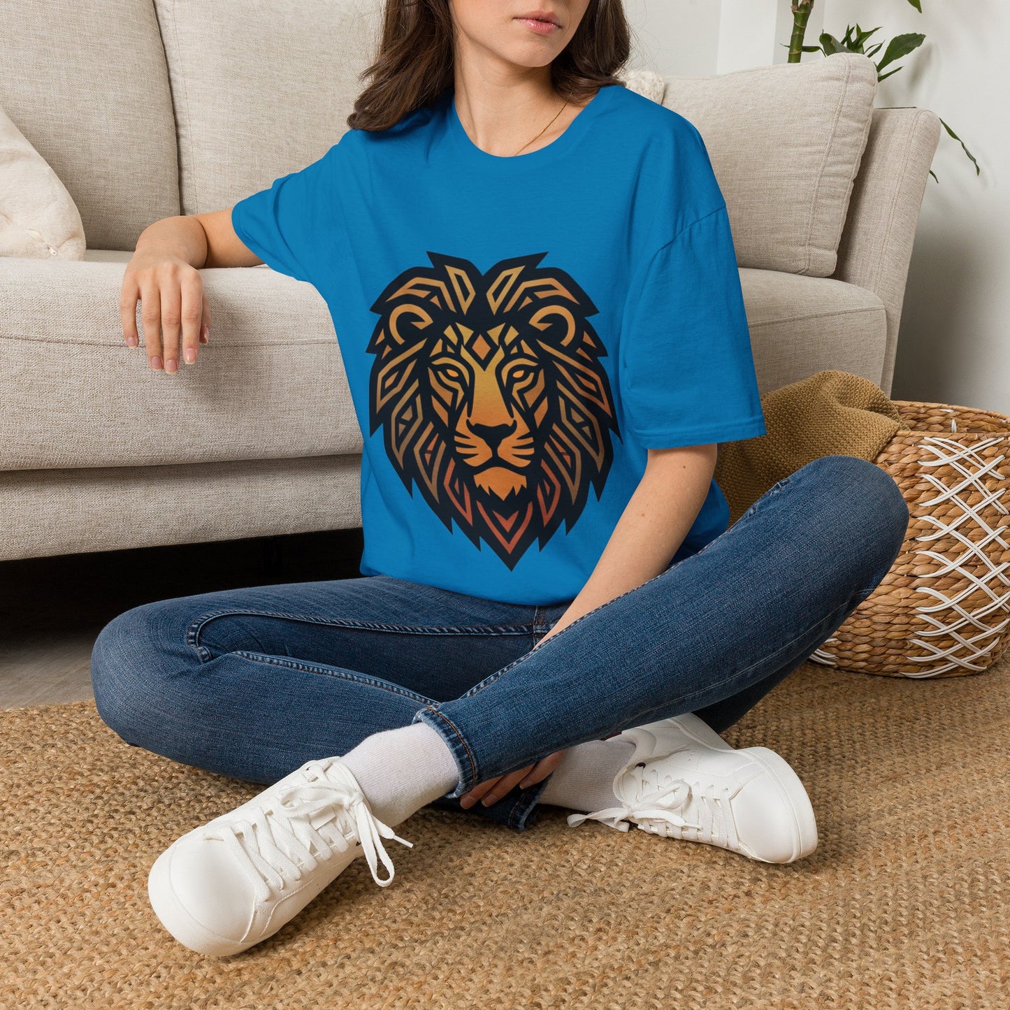 Lion Head T-Shirt — Geometric Tribal Lion Graphic Tee