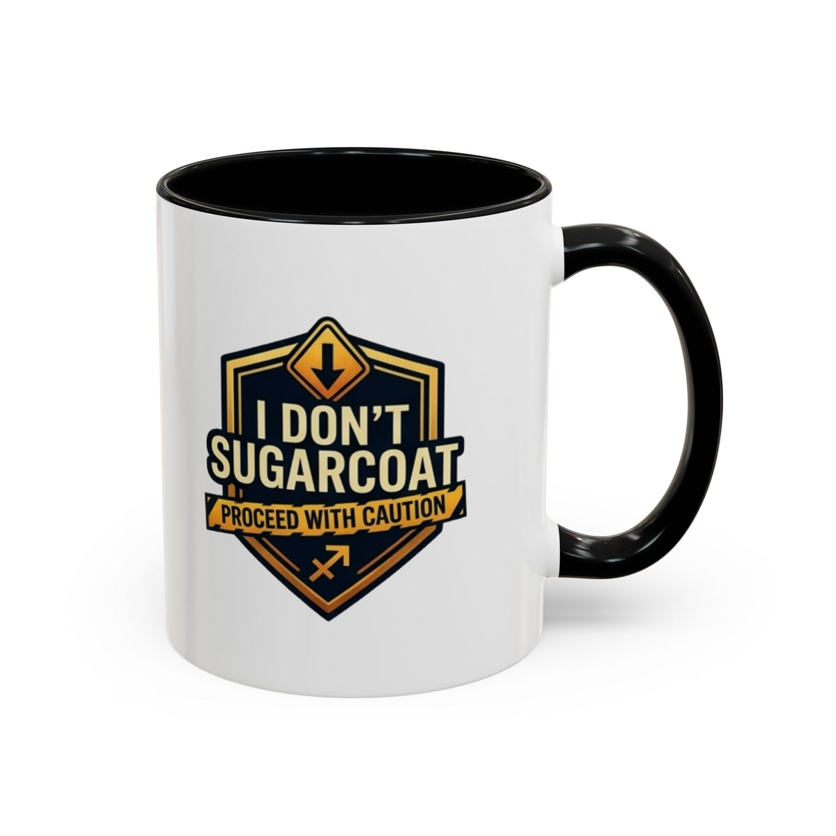 Sagittarius I Don't Sugarcoat Coffee Mug — Bold 'Proceed With Caution' Accent Mug
